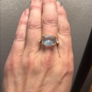 Elegant Gold and Blue Gemstone Ring gold plated. Fun cocktail ring size 8